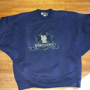 Vintage 90s Large University‎ of Kentucky Embroidered Plaid Crewneck Sweatshirt